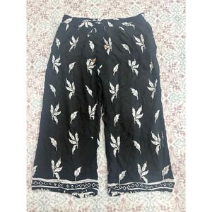 Exclusive for Signals Black White Leaf Print Wide Leg Cropped Pants XL Boho Lace